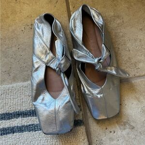 Anthropologie silver flats